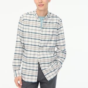 J.Crew Factory Slim Flex Oxford Shirt XL Slim Gray White Plaid NWOT